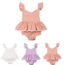 Летняя одежда для новорожденных девочек; комбинезон без рукавов; платье-пачка; комплект из 1 предмета