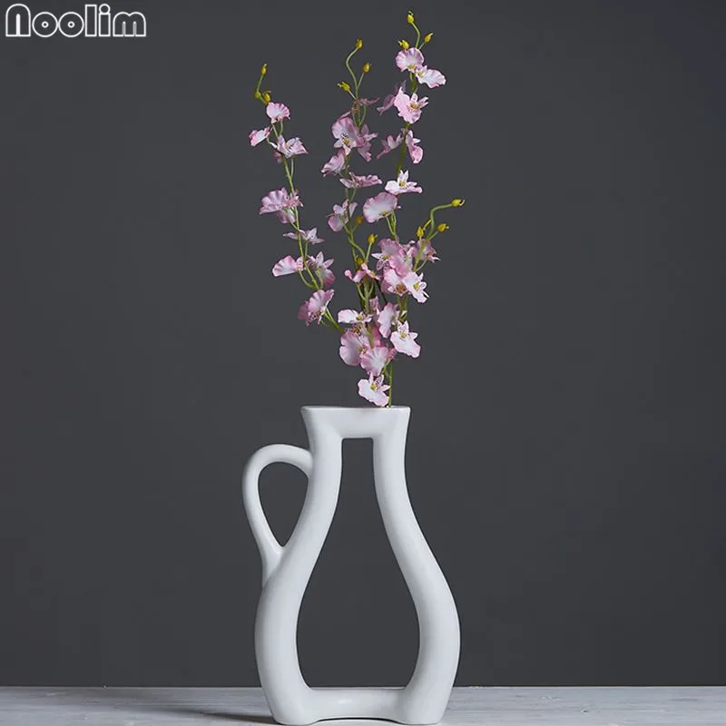 NOOLIM 3 формы вазы модный современный стиль белый керамический Настольный цветок Свадебная декоративная ваза домашнее рождественское украшение - Цвет: Kettle