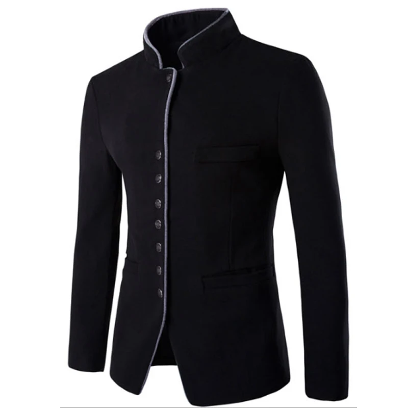 Spring and Autumn Men's Casual Jacket Solid Color Slim Jacket Stand collar coat