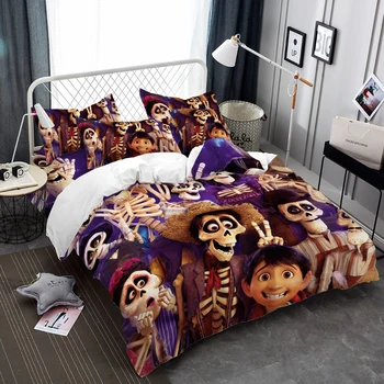 

Dropship 3pcs 4pcs Bedding Set Skull Kids Cartoon Countryside Music Duvet Cover Set US Queen King Size Digital Printing