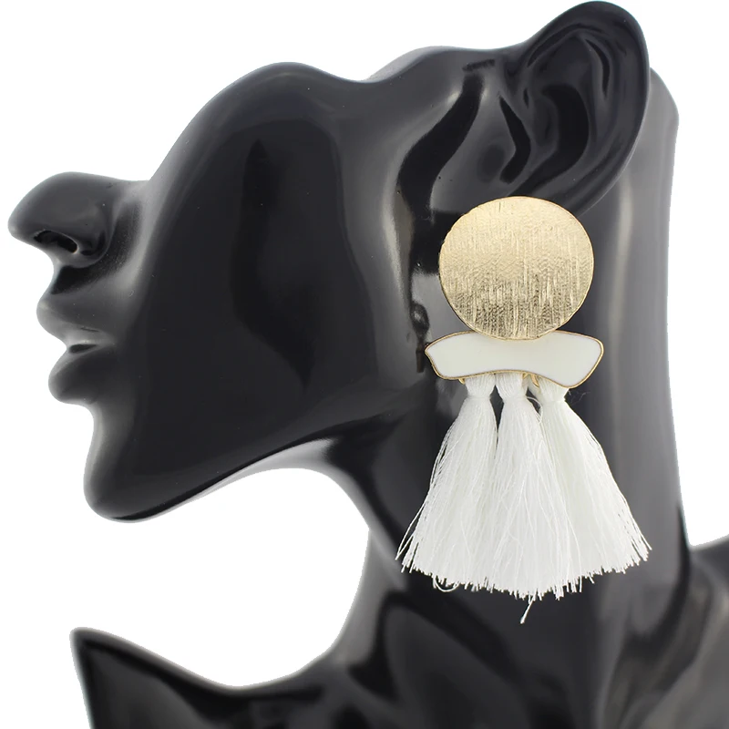 

Handmade Statement Tassel Earrings Round Dangle Earrings Fashion Trendy Fringed Jewelry for Women Wedding Party Bridal Gift 2018