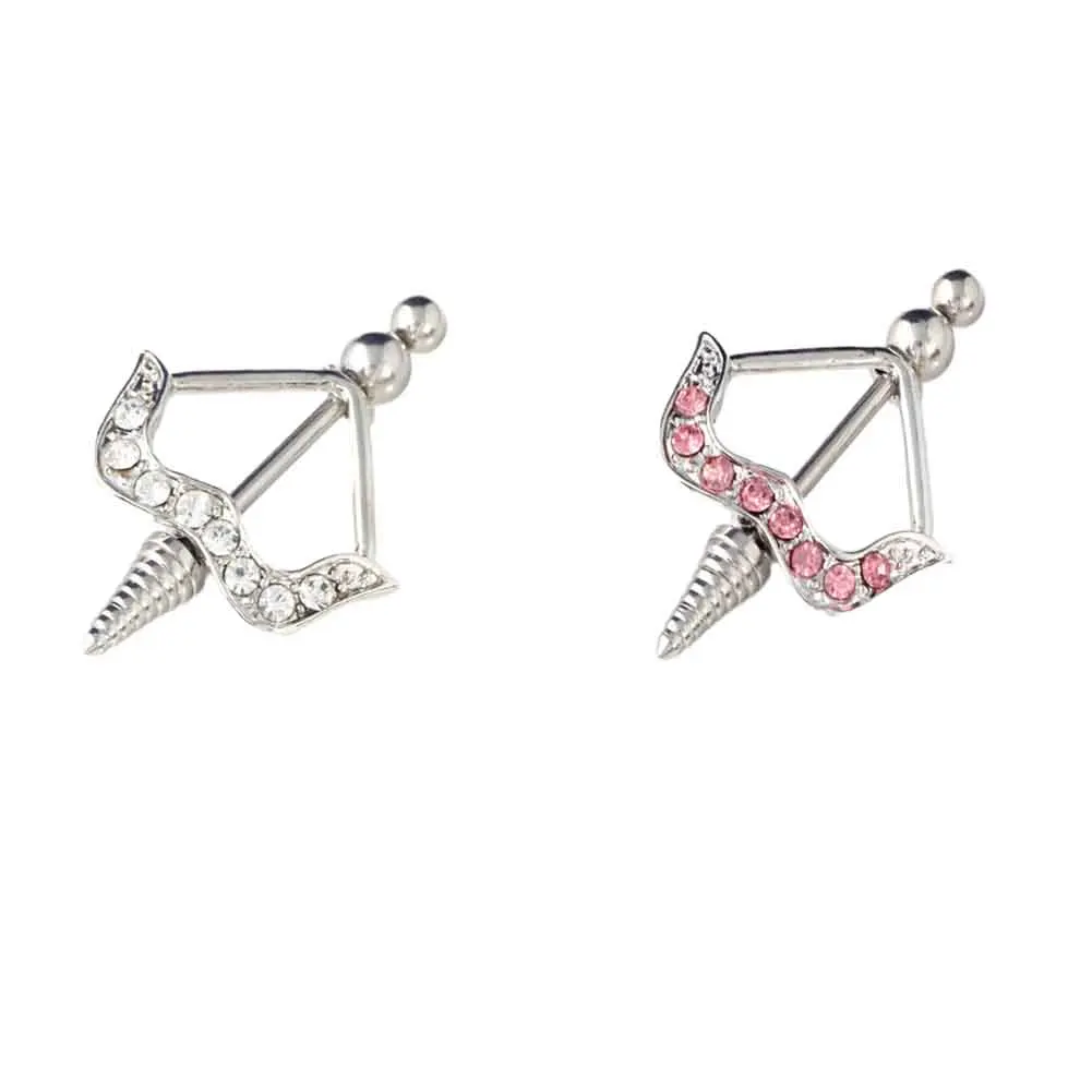 Arrow Stainless Steel Nipple Rings Piercing Decorated With Crystals Pink Nipple Ring Nipple Arrow Stainless Steel Nipple Rings Piercing Decorated With Crystals Pink Nipple Ring Nipple