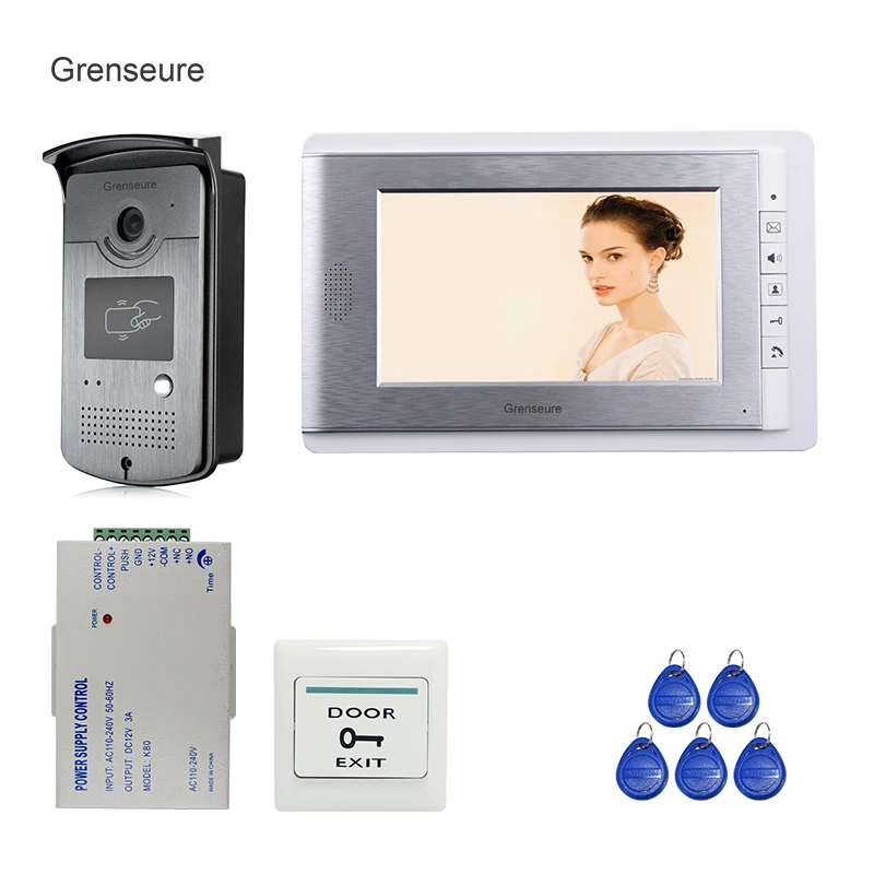 

FREE SHIPPING Brand New Wired 7 inch Video Door Phone Intercom System With RFID Access Doorbell Camera + Power Control In Stock