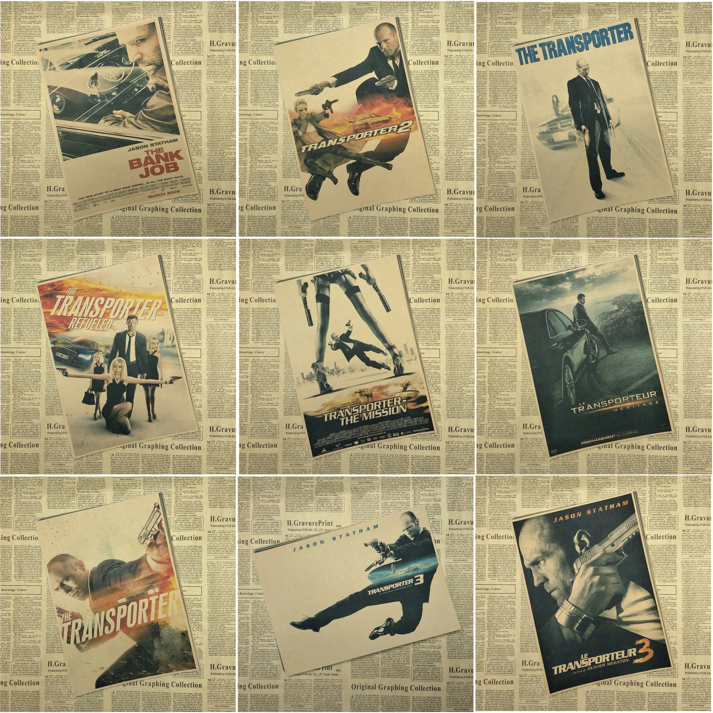 

The Transporter Jason Statham core Classic Movie Kraft Paper Poster Bar Cafe Living Room Dining room Wall Decorative Paintings