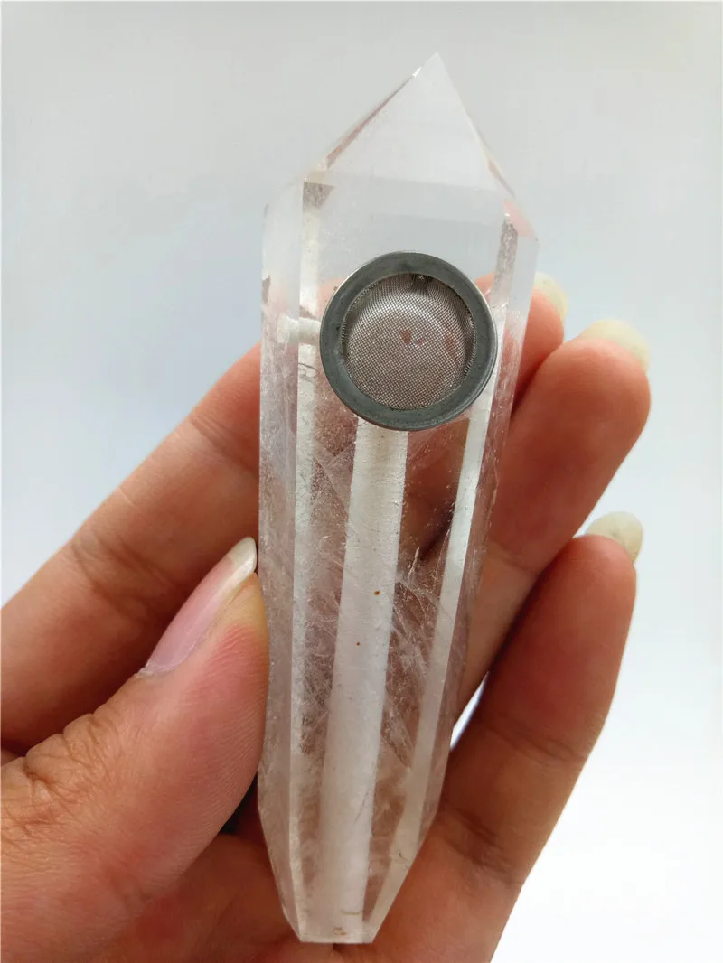65g natural clear quartz pipe white crystal Stone Quartz Crystal Wand