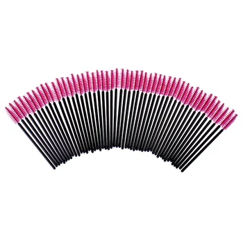 

New 50pcs/lot Hot Pink Synthetic Fiber One-Off Disposable Eyelash Brush Mascara Applicator Wand Brushes Eyelash Comb Brushes