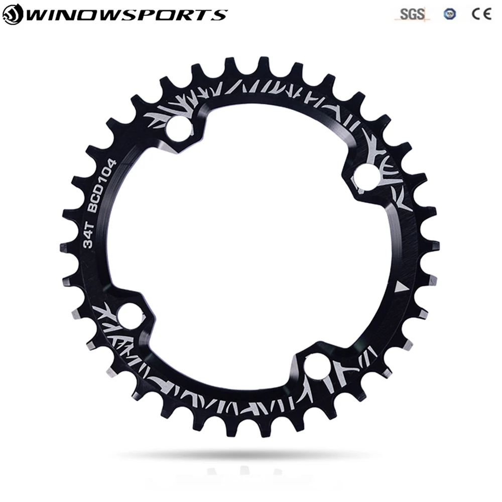 

Bicycle Crank 104BCD Round Shape Chainring Bicycle Chainwheel 32T/34T/36T/38T MTB Bike Crankset Aluminum Single Plate