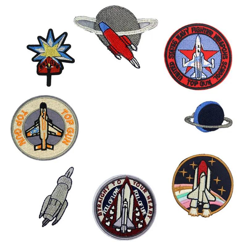 

Many Plane And Stars Patch Embroidered Patches For Clothing Iron On For Close Shoes Bags Badges Embroidery