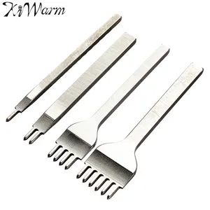 KiWarm Кожа ремесло Пробивает Отверстие для шнуровки для сшивания удар рукой инструмент DIY кожа ручной работы ремесел инструмент 1/2/4/6 зубец 3 мм - изображение