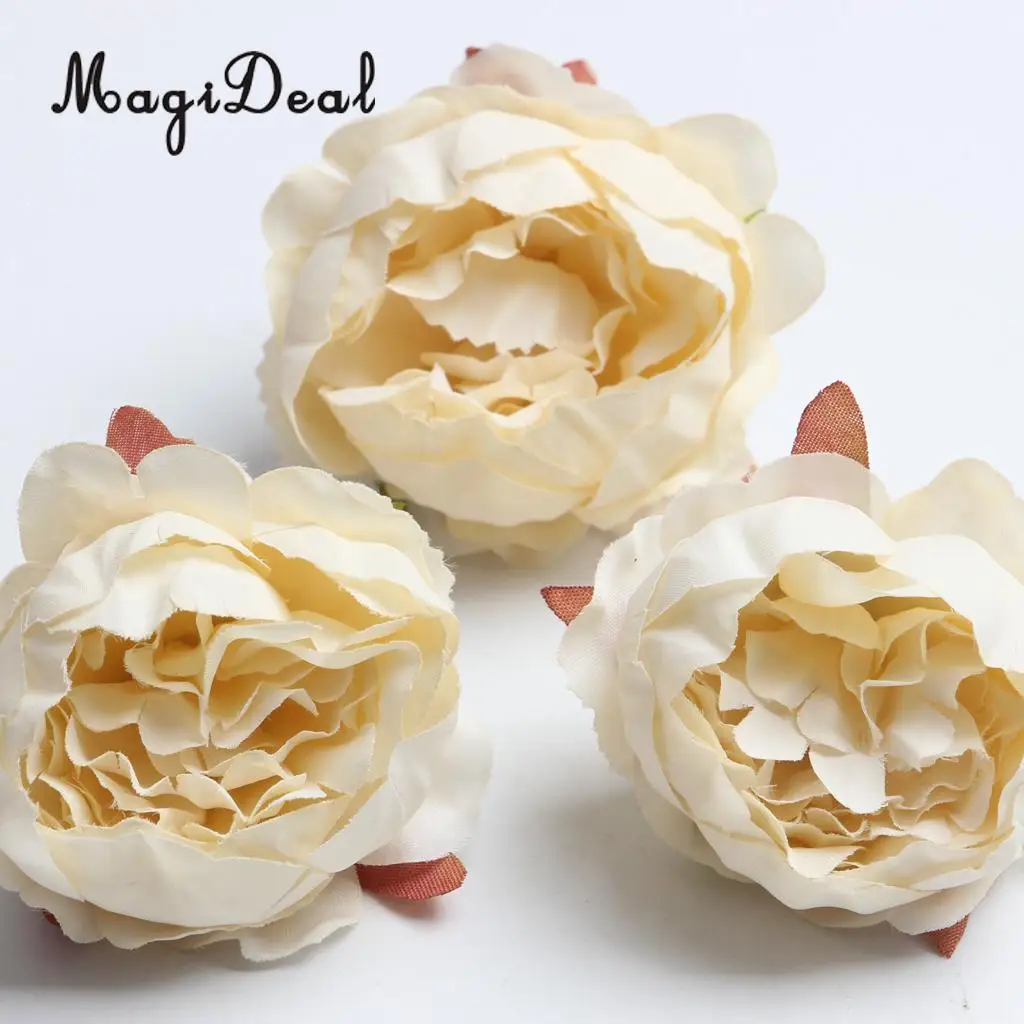 MagiDeal Beautiful 10Pcs Artificial Silk Rose Flower Head for Wedding Corsage Flower Ball Garland Curtains Decor 10 Color Option