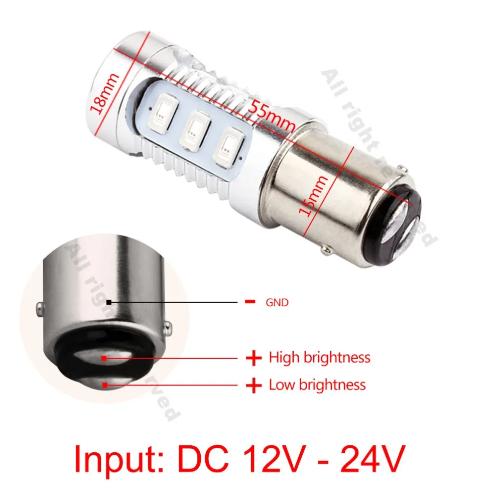 1157 BAY15D Led Cree Chips 5630 SMD мощная лампа p21/5 Вт светодиодные автомобильные лампы задние