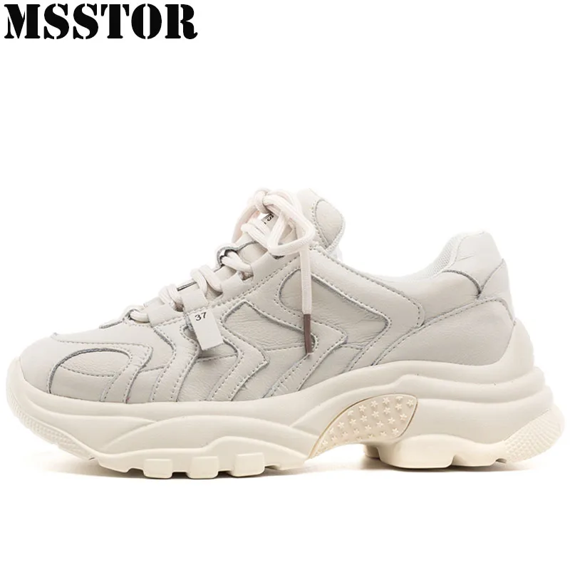 

MSSTOR 2019 Genuine Leather Women's Sneakers Summer Breathable Running Shoes Woman Brand Athletic Walking Sport Shoes For Women