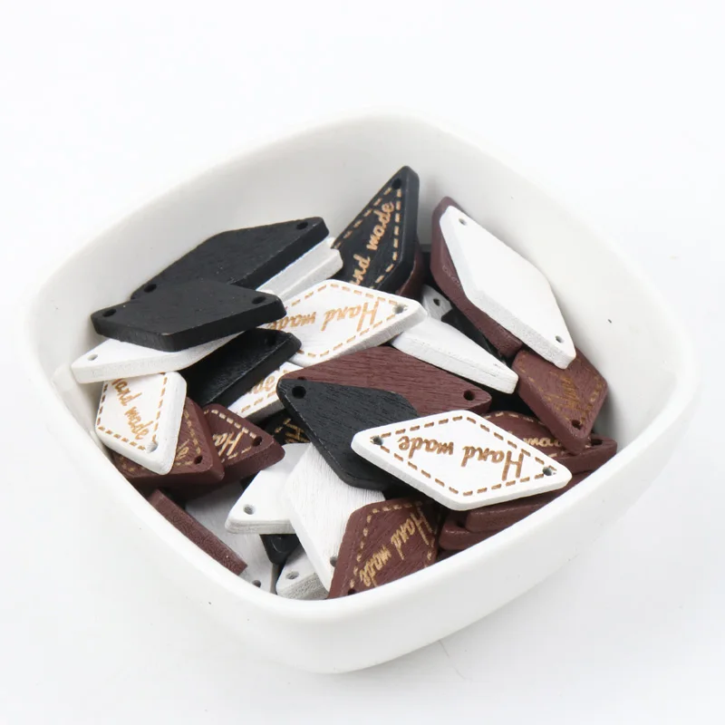 

20pcs 13x27mm Handmade Buttons For Brand Tag Decorative Wooden Botones For Clothing Sewing DIY Scrapbooking Decoration Botone