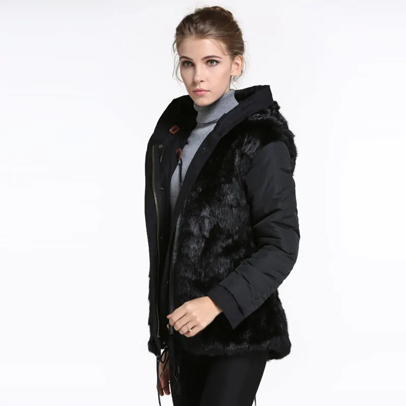 Compare Rabbit fur parka in Women's parka Winter Women Rabbit Warming Jacket Black short reversible winter coat Compare Rabbit fur parka in Women's parka Winter Women Rabbit Warming Jacket Black short reversible winter coat
