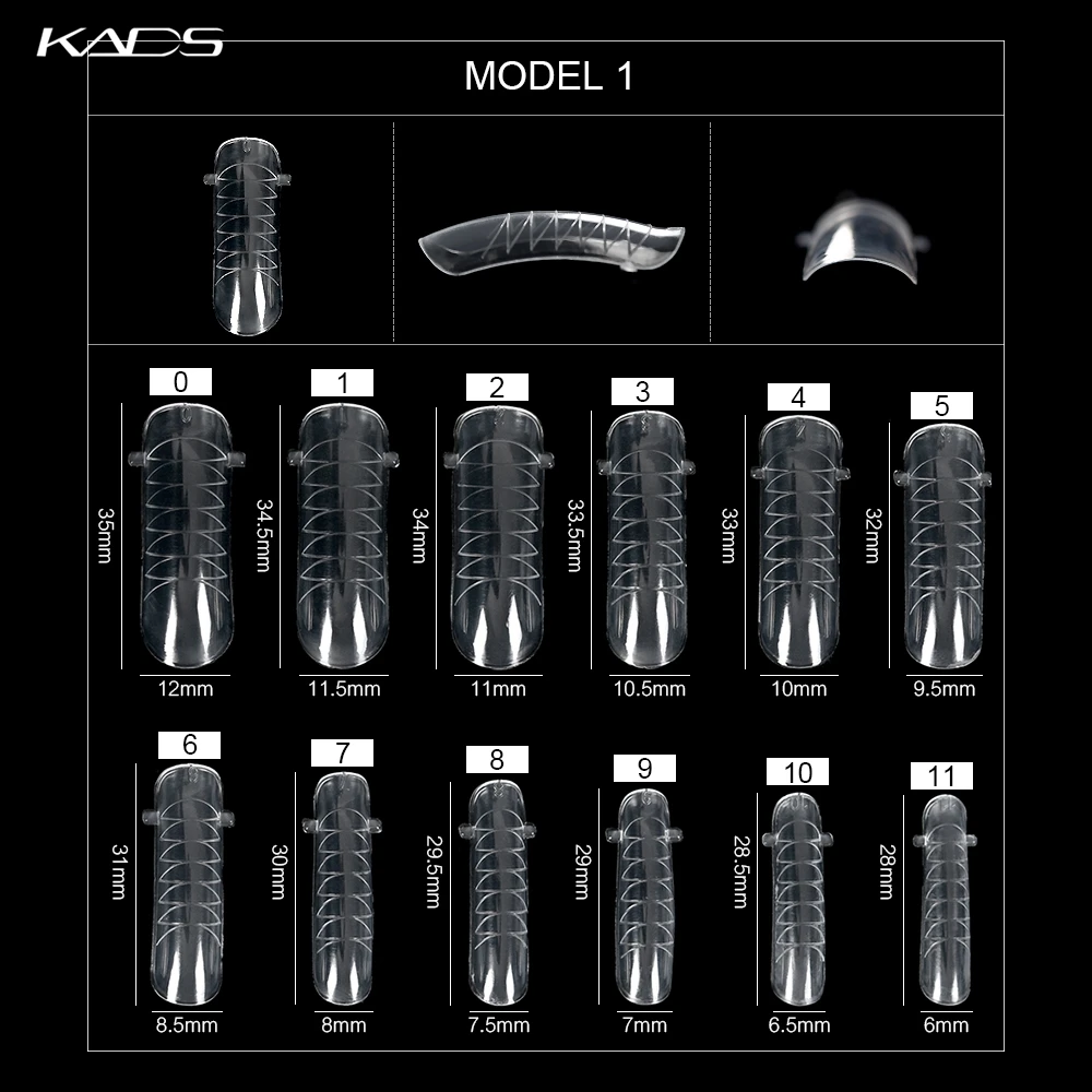 KADS 120 Pcs Quick Building Mold Nail Tips Dual Form False Nails Reusable Clear Manicure Tools for