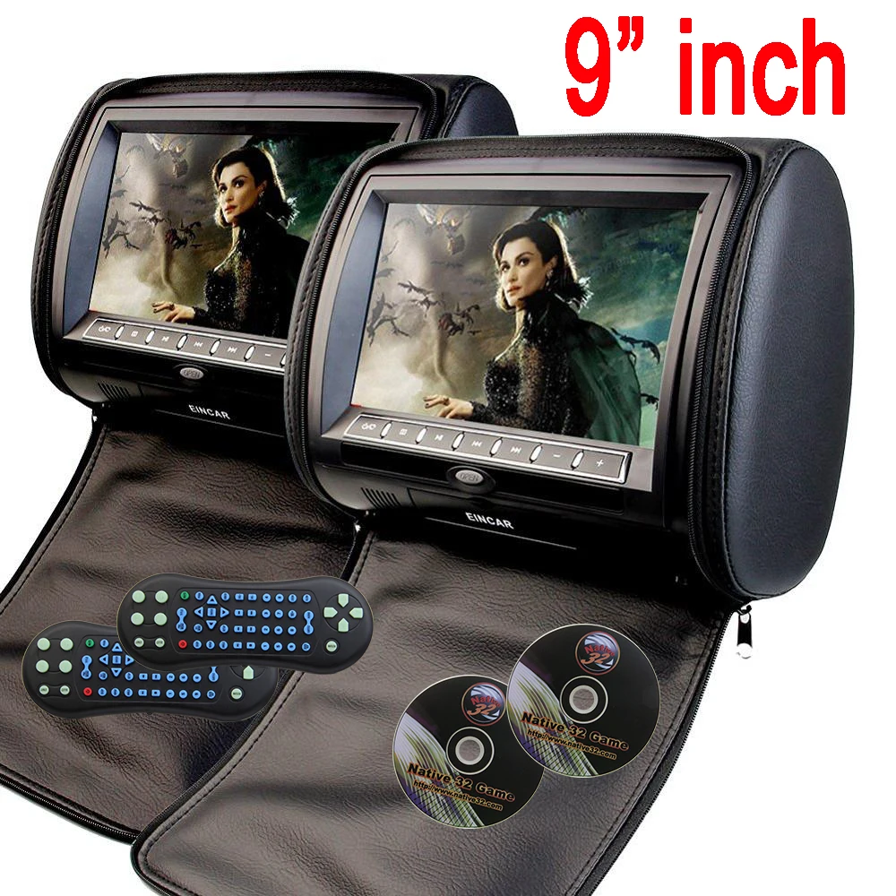 

9" inch Car Headrest neck pillow DVD Player Monitor Digital TFT Screen Headrest DVD Player FM USB With Game Disc car headset dvd