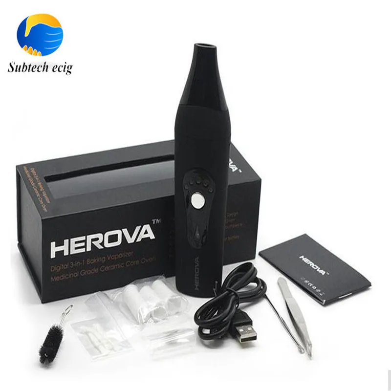  Electronic Cigarette Herova Wax Dry Herb Eliquid 3 in 1 vaporizer  Ceramic coils Heating Chamber e cigarette Vaporizer Pen Kit 