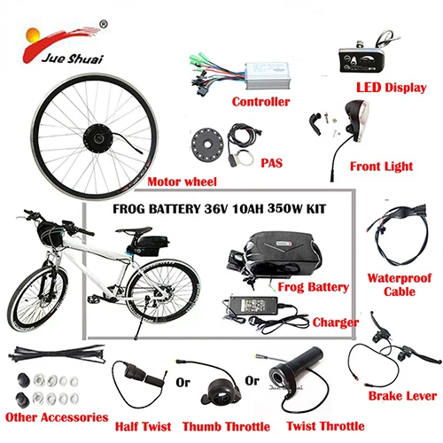 Горячая Распродажа, комплект для электрического велосипеда, комплект для переоборудования электрического велосипеда, переднее колесо, комплект для переоборудования электрического велосипеда с батареей(CK-RG - Цвет: 350W 36V10AH LED