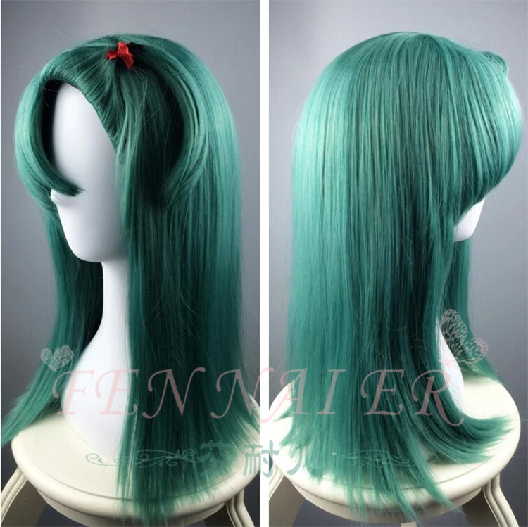 

Tokyo Anime Dragon Ball Bulma cosplay wig Women Green straight hair with ponytail free shipping