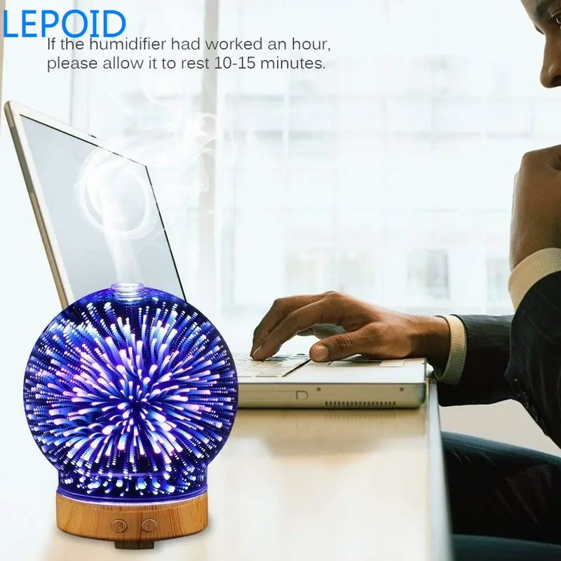 

LEPOID Essential Oil Diffuser Ultrasonic Air Humidifier Romantic Light Car Purifier Aroma Mist Maker 100ML