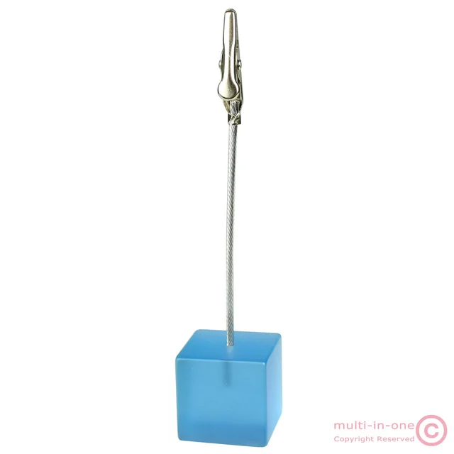Color Cube Stand Alligator Wire Photo Clip,Memo Card Holder,Table Wedding Party Place Favor,Customized Gift Note Clamp aqua