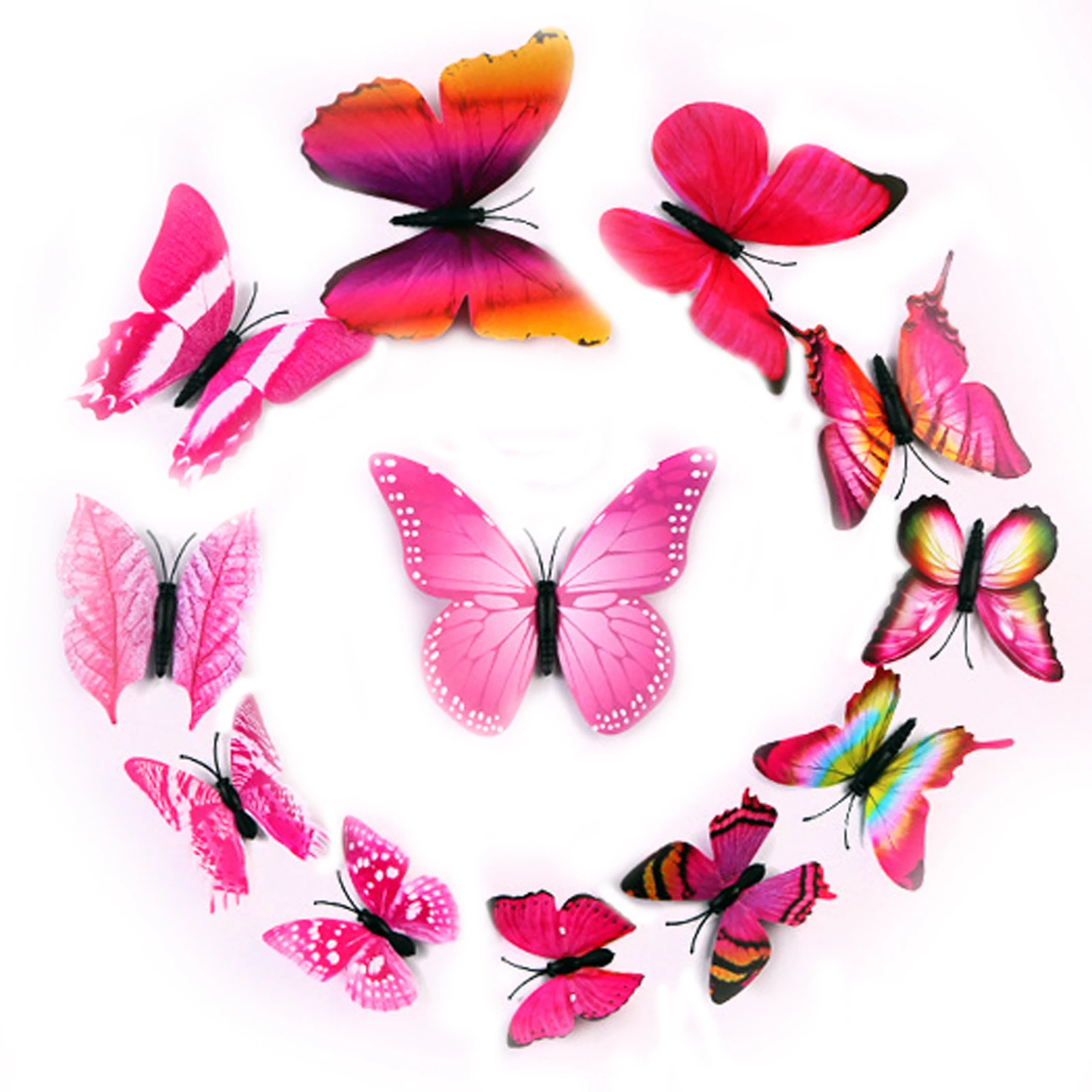 12 шт. 3D Бабочка Животные стены Стикеры для Свадебная вечеринка гостиная дети спальня украшения Кухня Стикеры s на холодильник - Цвет: pink