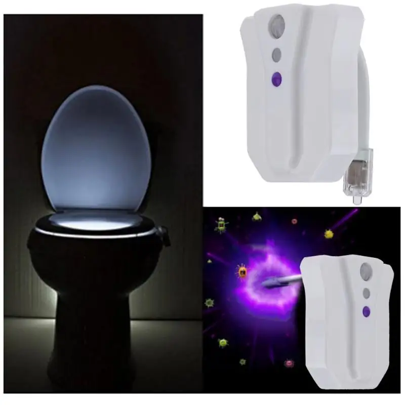 

Multifunction 8 Colors Sensor LED Toilet Night Light Body Motion Activated Backlight LED Toilet Light UV Sterilizing Lamp
