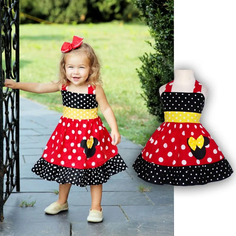 Toddler Girl Sleeveless Minnie Dress Summer Baby Girls