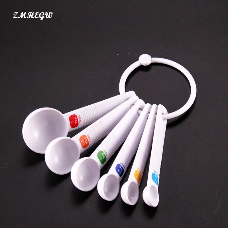 

6pcs/lot White Measuring Spoon Tea Scoop Teaspoon Baking Cooking Kitchen Tools Measuring Set Tools For Baking Coffee Tea New