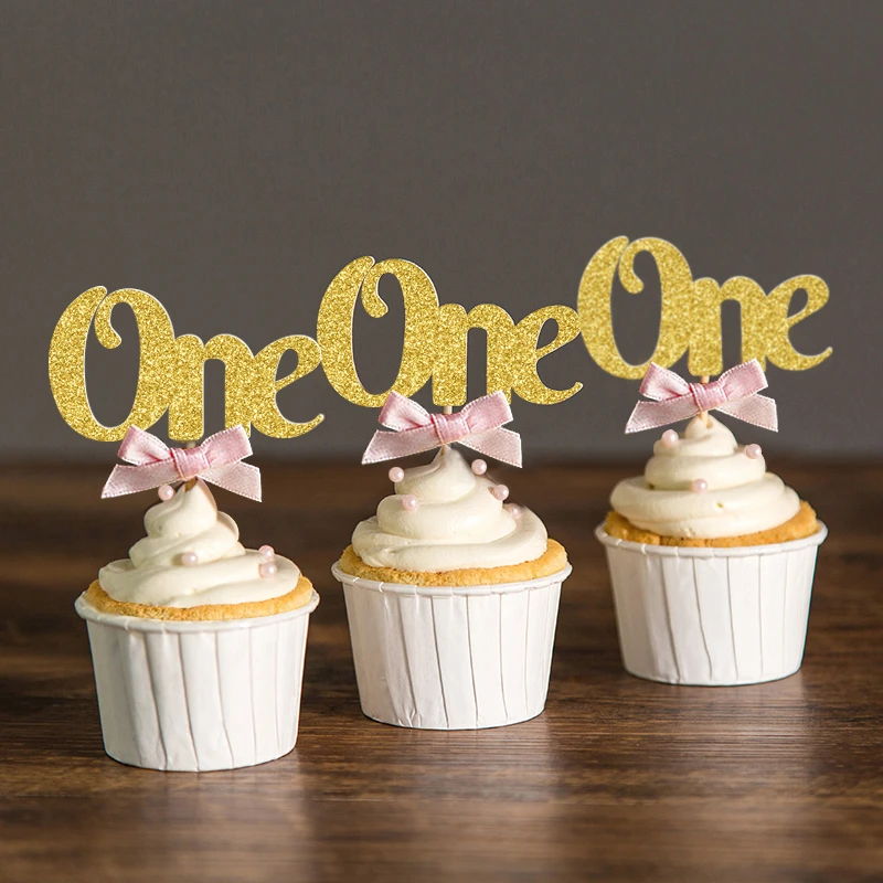 Decoration De 1er Anniversaire Pour Bebe Fille Et Garcon Toppers De Cupcake Fournitures De Decoration De Fete De Premier Anniversaire Pour Enfants Or Et Rose Aliexpress
