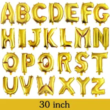 PHLUMY 32 Inch Gold Letter Number Aluminum Foil Balloons Helium Ballons Birthday Decoration Wedding Air Balloon Party Supplies