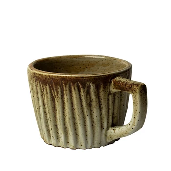 

230ml Handmade Vintage Ceramic Coarse Pottery Coffee Mug Japanese Style Brief Art Coffee Cup Breakfast Mugs Yogurt Fruit Tea Cup