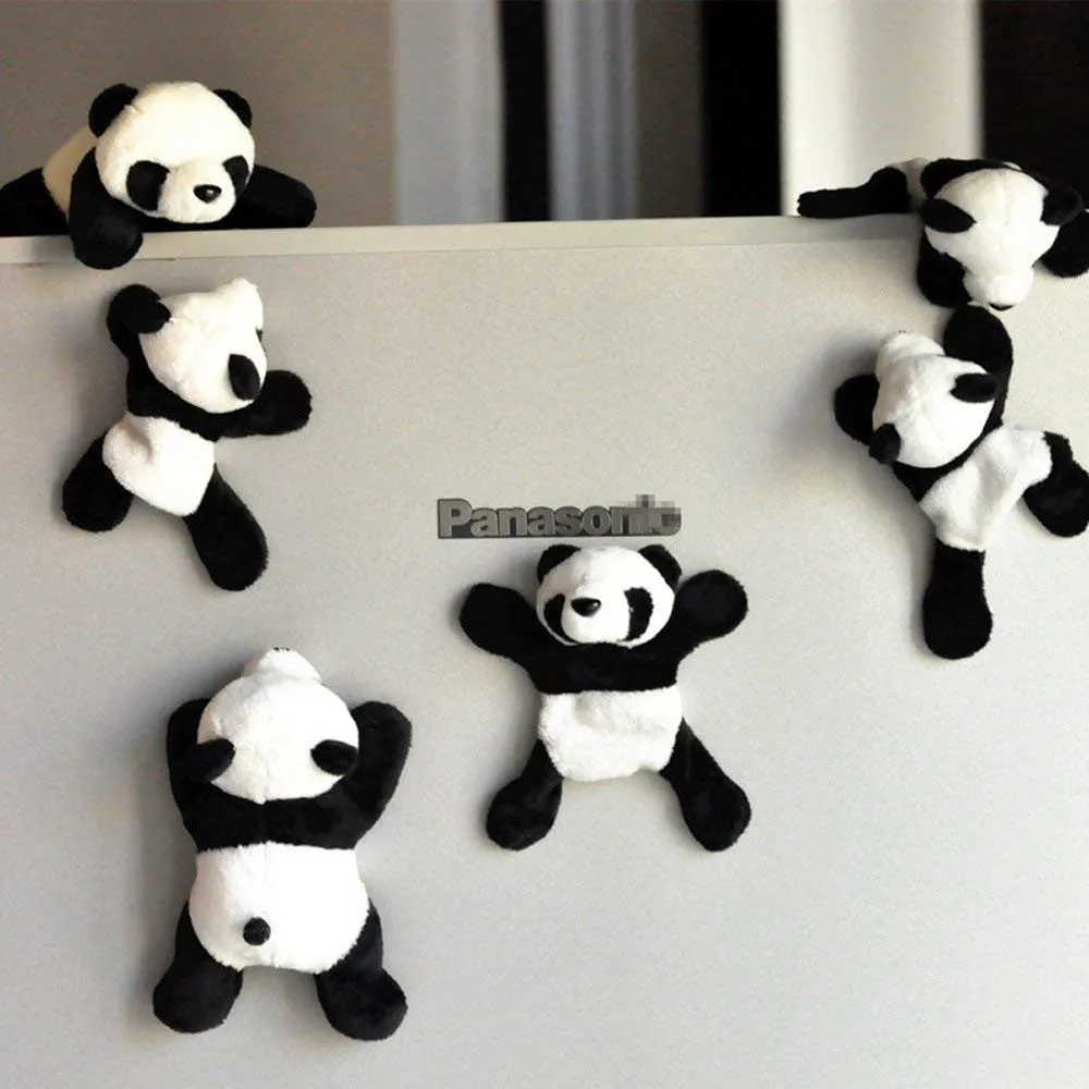 4 PCS Cute Soft Plush Panda Fridge Magnet Refrigerator Sticker Souvenir Decor Animal 3D Dry Erase Board Magnets Or Any Metal Surfaces03