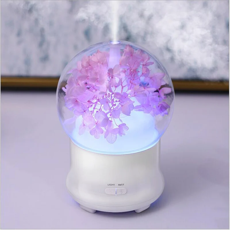 Beste Bewaarde Verse Bloem Aroma Essentiële Olie Diffuser Ultrasone Luchtbevochtiger met 7 Kleur Led verlichting Elektrische Aroma
