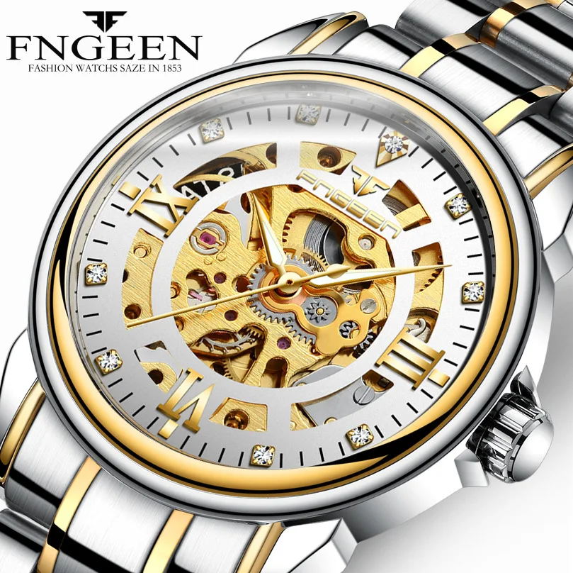 Hollow-out Automatic Mechanical Watch Casual Waterproof Mechanics Pointer Couple Watches ZF9788