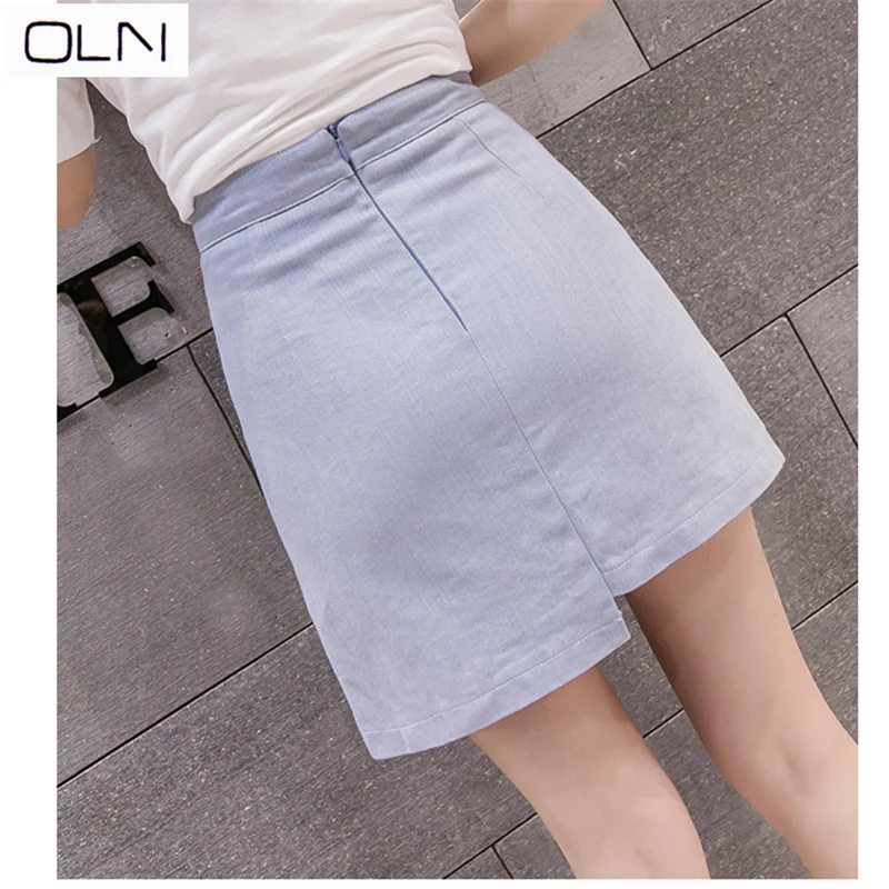 Skirt New Korean OLN high waist A-line skirt female retro button Hong Kong flavor wind bag hip skirt Skirt New Korean OLN high waist A-line skirt female retro button Hong Kong flavor wind bag hip skirt