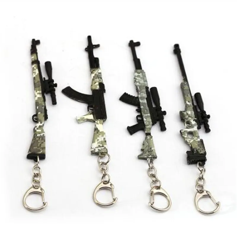 

10pcs/lot Wholesale Playerunknown's Battlegrounds Keychain Game PUBG Camouflage Toy Gun Model Key Ring Men Chaveiro Jewelry