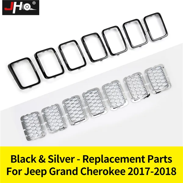 JHO ABS передняя решетка вставки сетки рамка Крышка Накладка для Jeep Grand Cherokee- 17 аксессуары для стайлинга автомобилей - Цвет: Синий