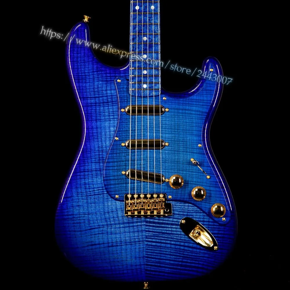 GF Custom Shop Masterbuilt Yurit Shishkov 1956 NOS Flame Top Birdseeye Neck Royal Blue Electric Guitar