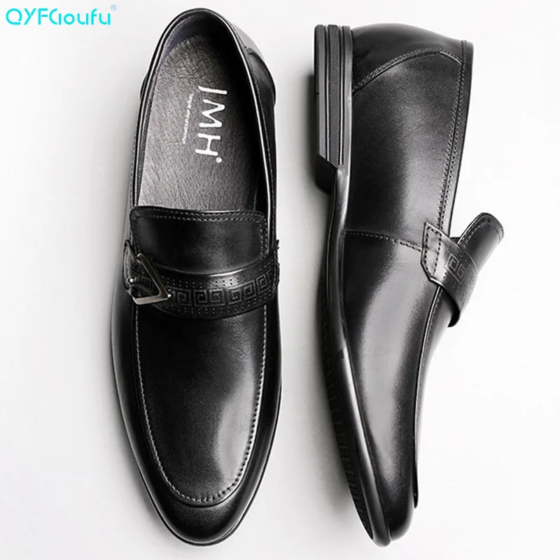 

Handmade Genuine Leather Slip-on Shoes Men Fashion Pointed Toe Dress Shoes Breathable High Quality Men Formal Shoes