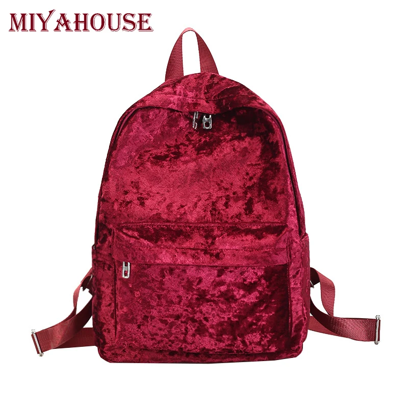 

Miyahouse Fashion Velour Design School Backpack For Female Soft Material Women Backpack Solid Color Lady Travel Rucksack