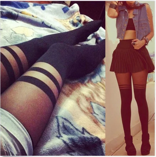 Female Stockings Knee-high Socks Off High Stitching On The Skin Black Silk Stockings False Render Socks