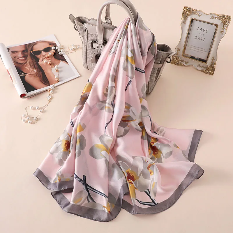 Модный шарф роскошный шелковый шарф женские шарфы шаль высокого качества с принтом хиджаб 180*90 см - Цвет: 9