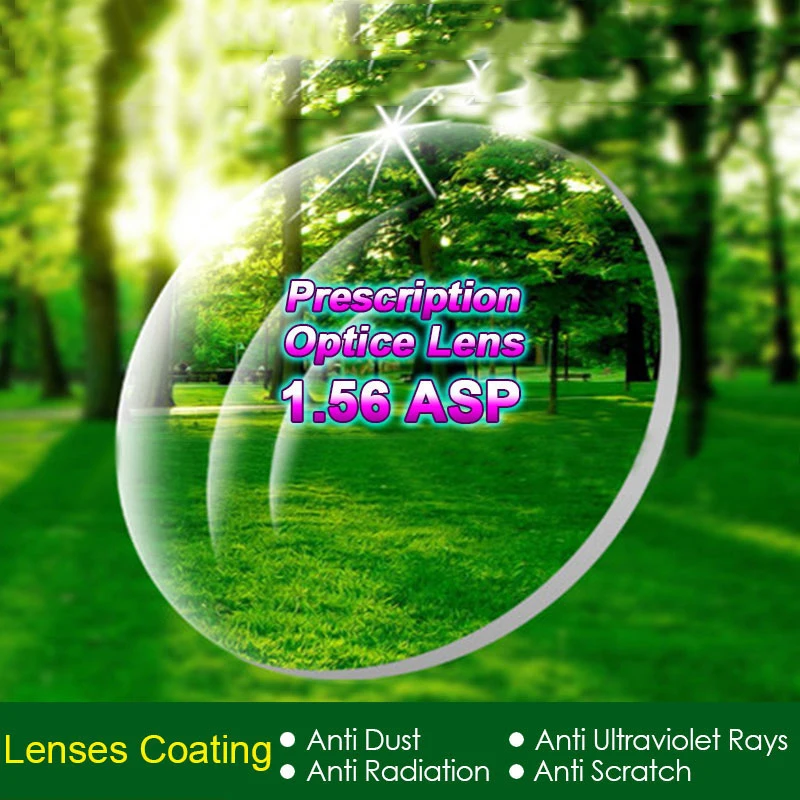 High Quality Radiation Protection Index 1.56 Clear Optical Single Vision Lens HMC, EMI Aspheric Anti-UV Prescription Lenses,2Pcs