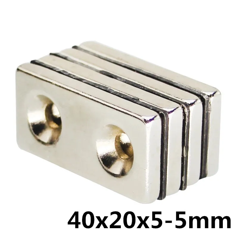 

1pcs/lot F 40x20x5 mm hole 5mm N35 Strong Square NdFeB Rare Earth Magnet 40*20*5 mm 2hole 5mm 40mm x 20mm x 5mm
