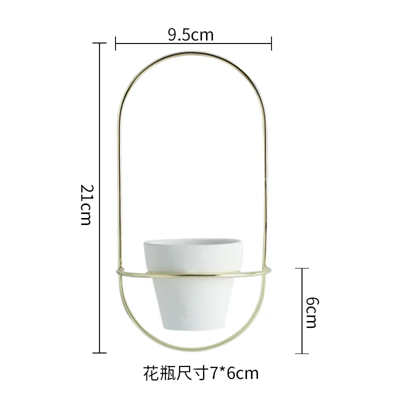 Скандинавский простой стиль настенная ваза керамическая железная художественная ваза цветочный горшок домашний стол украшение гостиной аксессуары - Цвет: Gold White