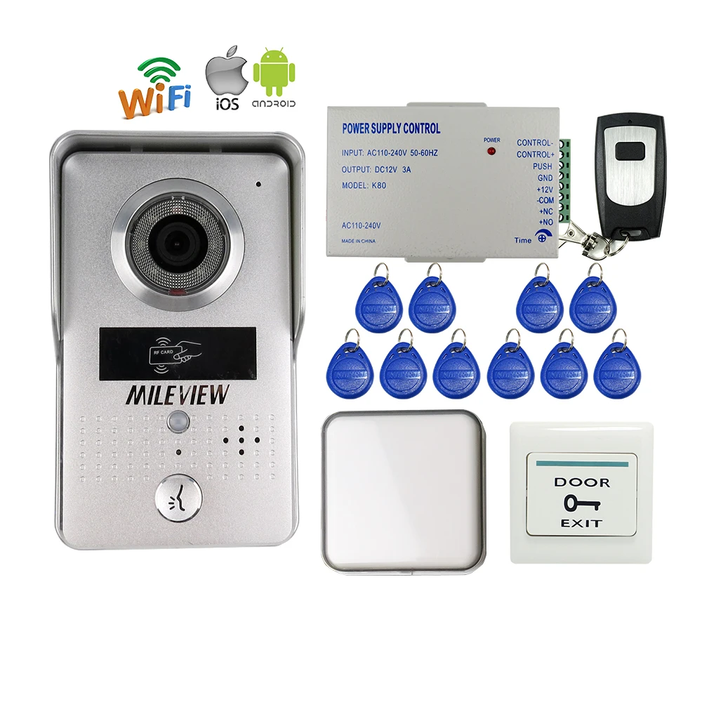 

MILEVIEW RFID Access Wireless Wifi IP Doorbell Camera Video Intercom for Android IOS Smartphone Remote View Unlock Free Shipping