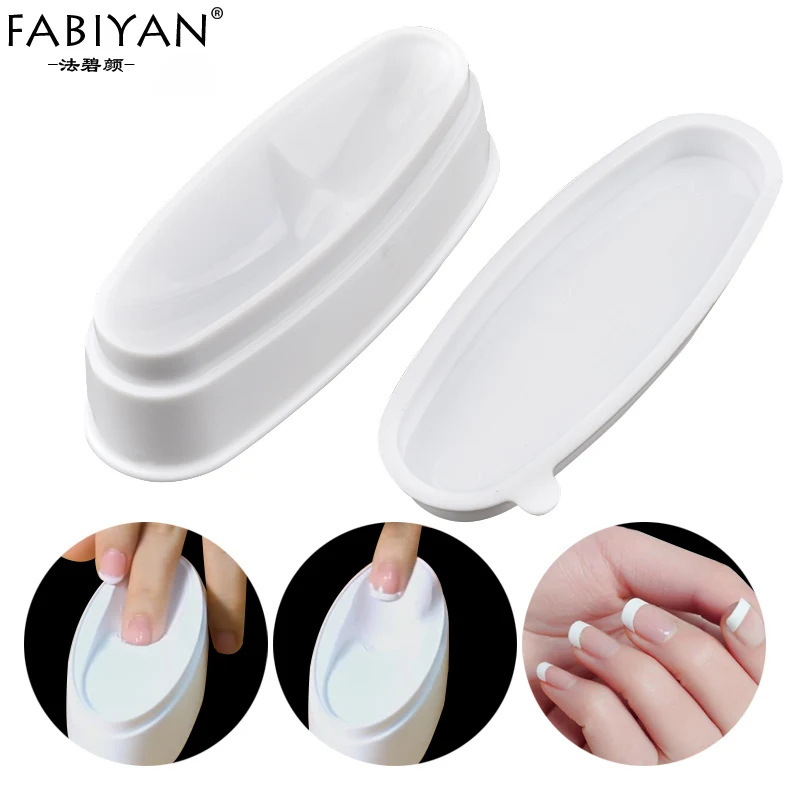 Nail Art Container Storage Box Case White French Smile Line Sculpture Tips Dipping Acrylic Powder Moulding Guides Tools Manicure