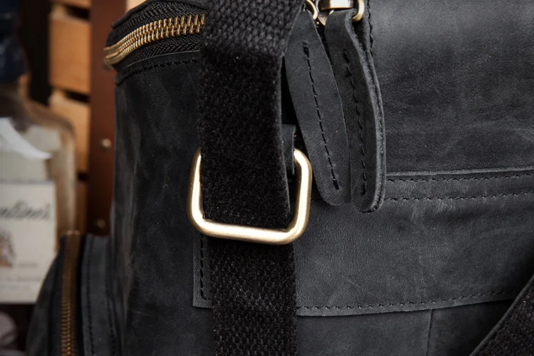 Black Leather Backpack Detail