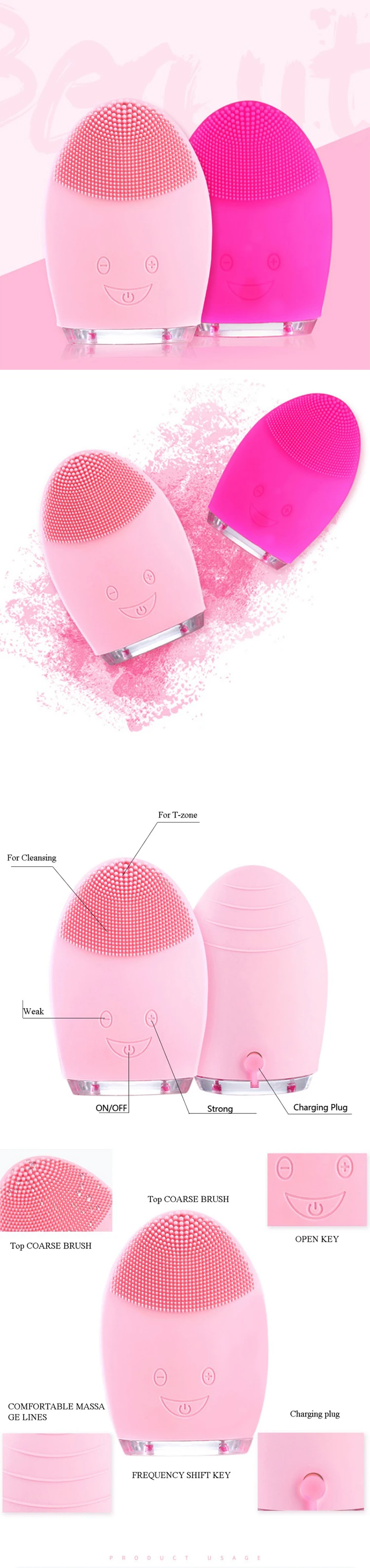 Face Cleaning Mini Electric Massage Brush Washing Machine Waterproof Silicone Cleansing Tool2